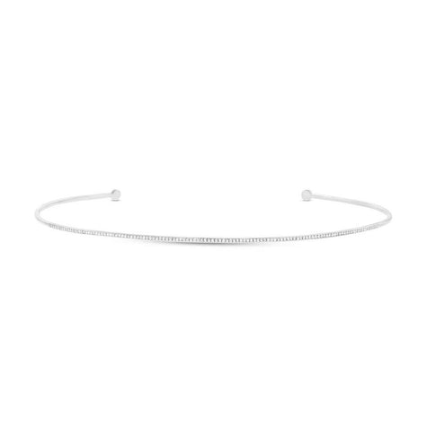 0.36 Ctw 14k White Gold Diamond Choker Necklace