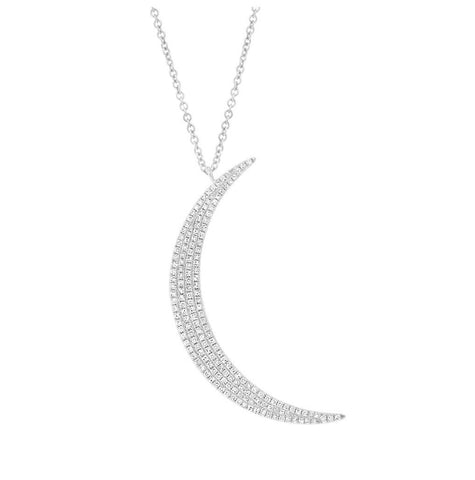 0.44 Ctw 14k White Gold Diamond Crescent Necklace