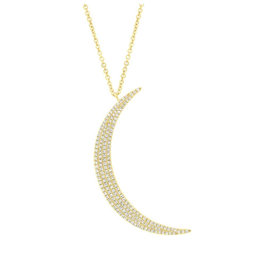 0.44 Ctw 14k Yellow Gold Diamond Crescent Necklace