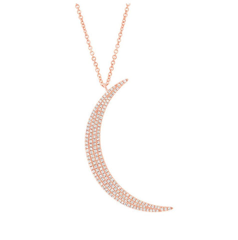 0.44 Ctw 14k Rose Gold Diamond Crescent Necklace