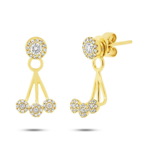 0.37 Ctw 14k Yellow Gold Diamond Ear Jacket Earring