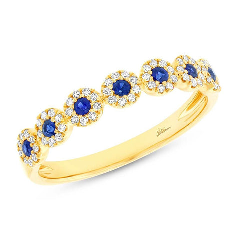 0.16 Ctw Diamond And 0.20 Ctw Blue Sapphire 14k Yellow Gold Womens Ring