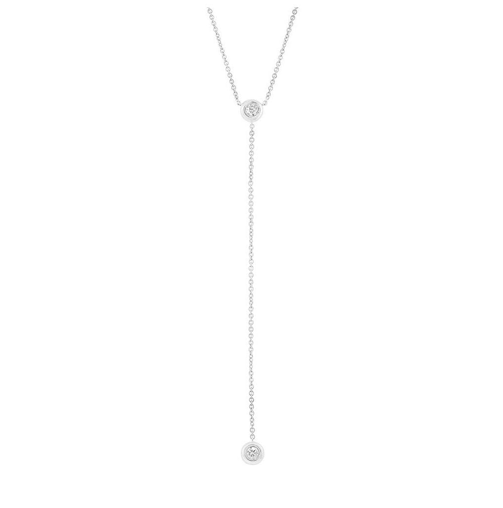 0.21 Ctw 14k White Gold Diamond Lariat Necklace