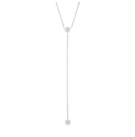 0.21 Ctw 14k White Gold Diamond Lariat Necklace