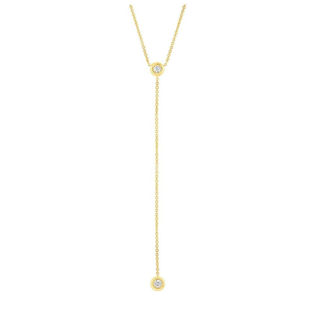 0.21 Ctw 14k Yellow Gold Diamond Lariat Necklace