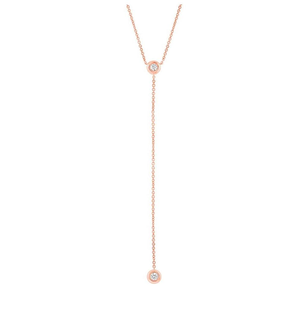 0.21 Ctw 14k Rose Gold Diamond Lariat Necklace