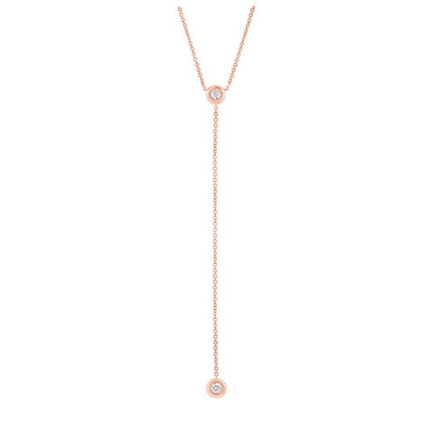 0.21 Ctw 14k Rose Gold Diamond Lariat Necklace