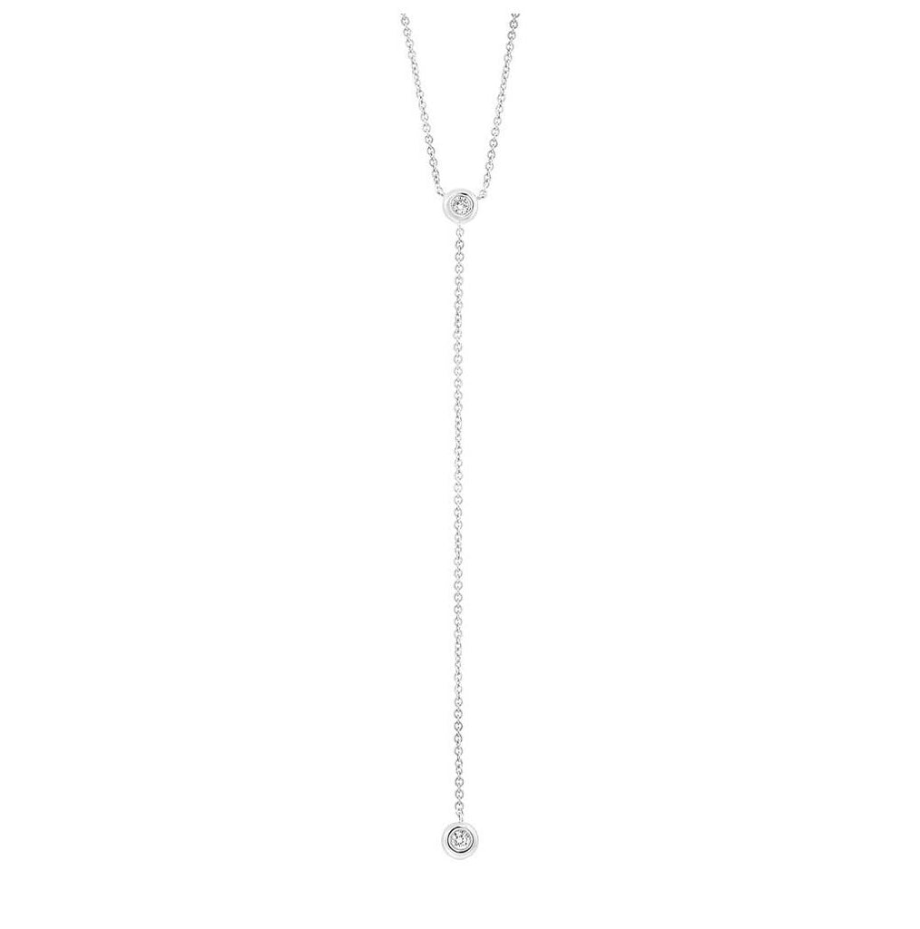 0.10 Ctw 14k White Gold Diamond Lariat Necklace