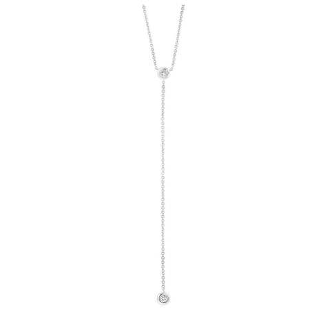 0.10 Ctw 14k White Gold Diamond Lariat Necklace