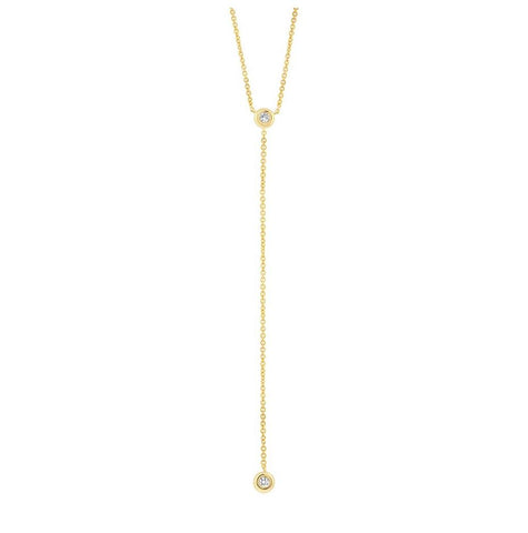 0.10 Ctw 14k Yellow Gold Diamond Lariat Necklace