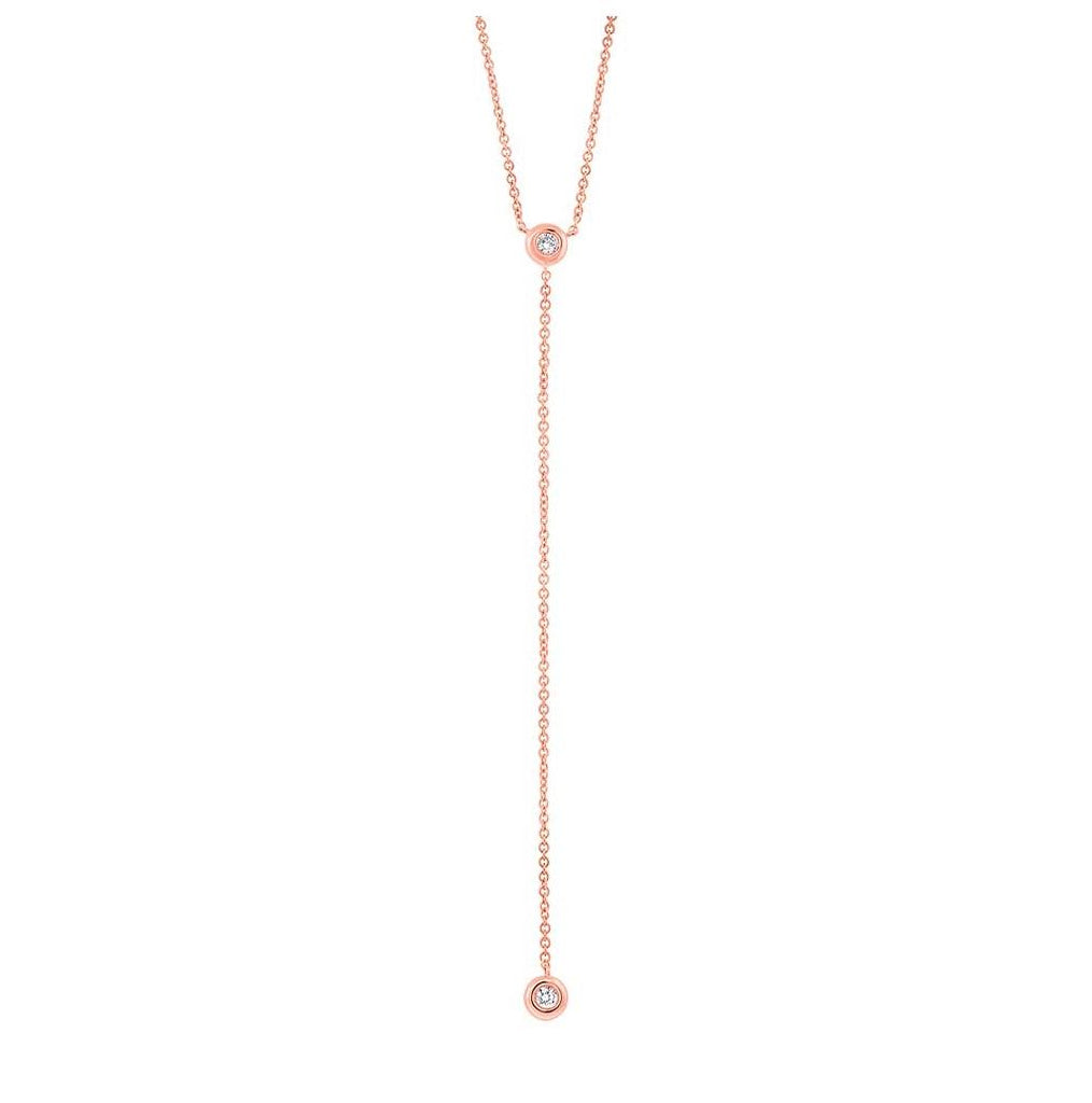 0.10 Ctw 14k Rose Gold Diamond Lariat Necklace