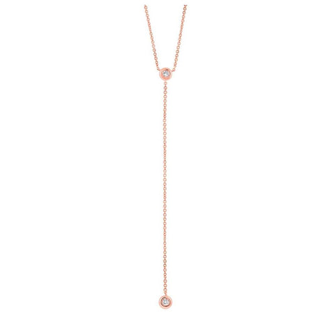 0.10 Ctw 14k Rose Gold Diamond Lariat Necklace