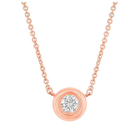 0.11 Ctw 14k Rose Gold Diamond Necklace