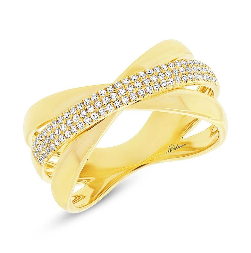 0.24 Ctw 14k Yellow Gold Diamond Pave Ring