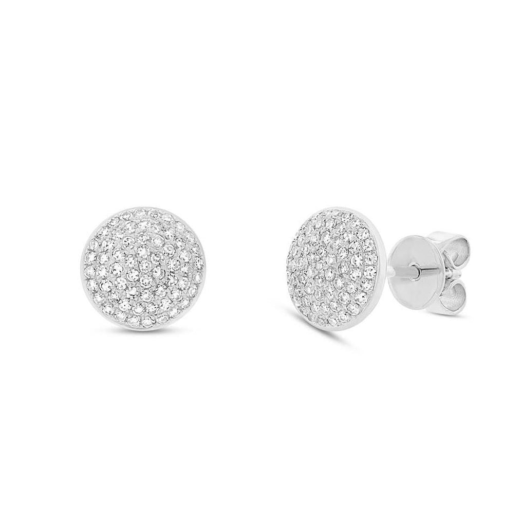 0.36 Ctw 14k White Gold Diamond Pave Circle Stud Earring