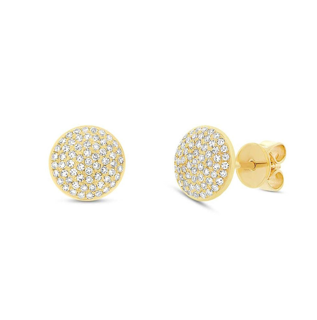 0.36 Ctw 14k Yellow Gold Diamond Pave Circle Stud Earring