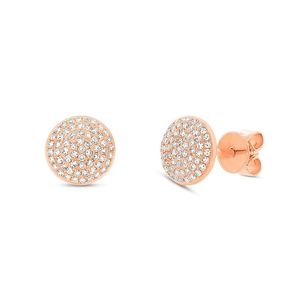 0.36 Ctw 14k Rose Gold Diamond Pave Circle Stud Earring