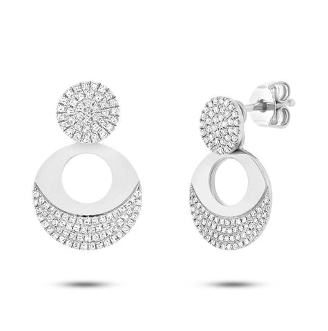 0.52 Ctw 14k White Gold Diamond Circle Earring Jacket With Studs