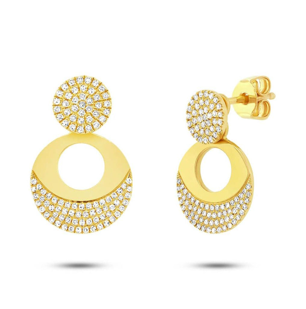 0.52 Ctw 14k Yellow Gold Diamond Circle Earring Jacket With Studs