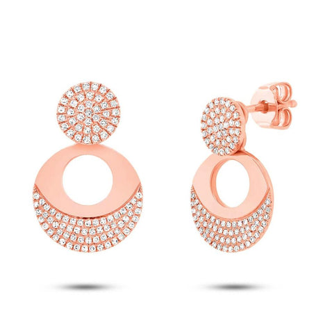 0.52 Ctw 14k Rose Gold Diamond Circle Earring Jacket With Studs