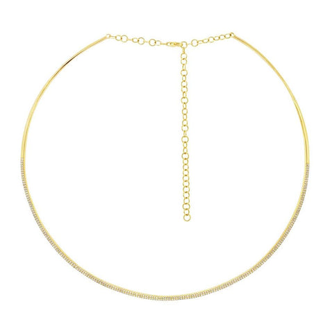 1.17 Ctw 14k Yellow Gold Diamond Choker Necklace