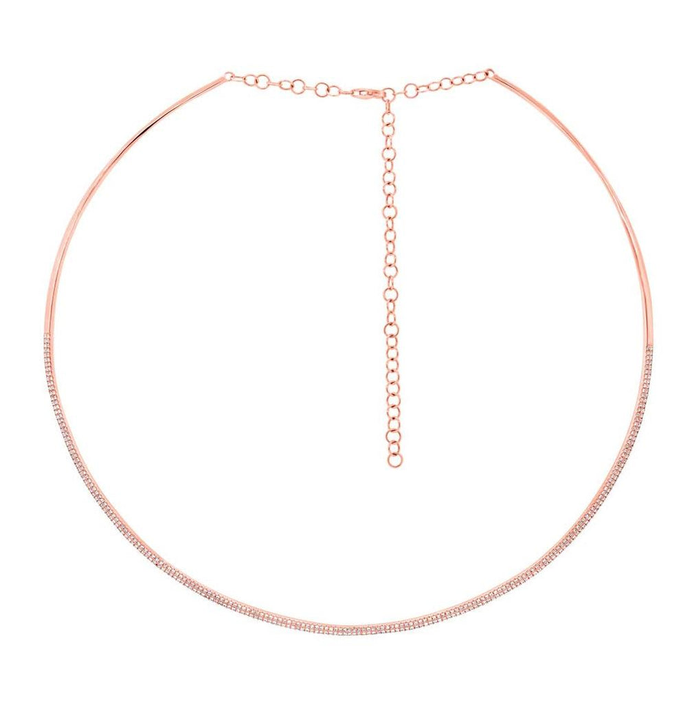 1.17 Ctw 14k Rose Gold Diamond Choker Necklace