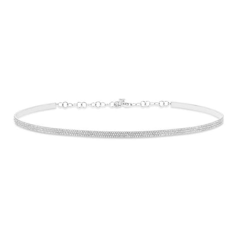 1.21 Ctw 14k White Gold Diamond Pave Choker Necklace