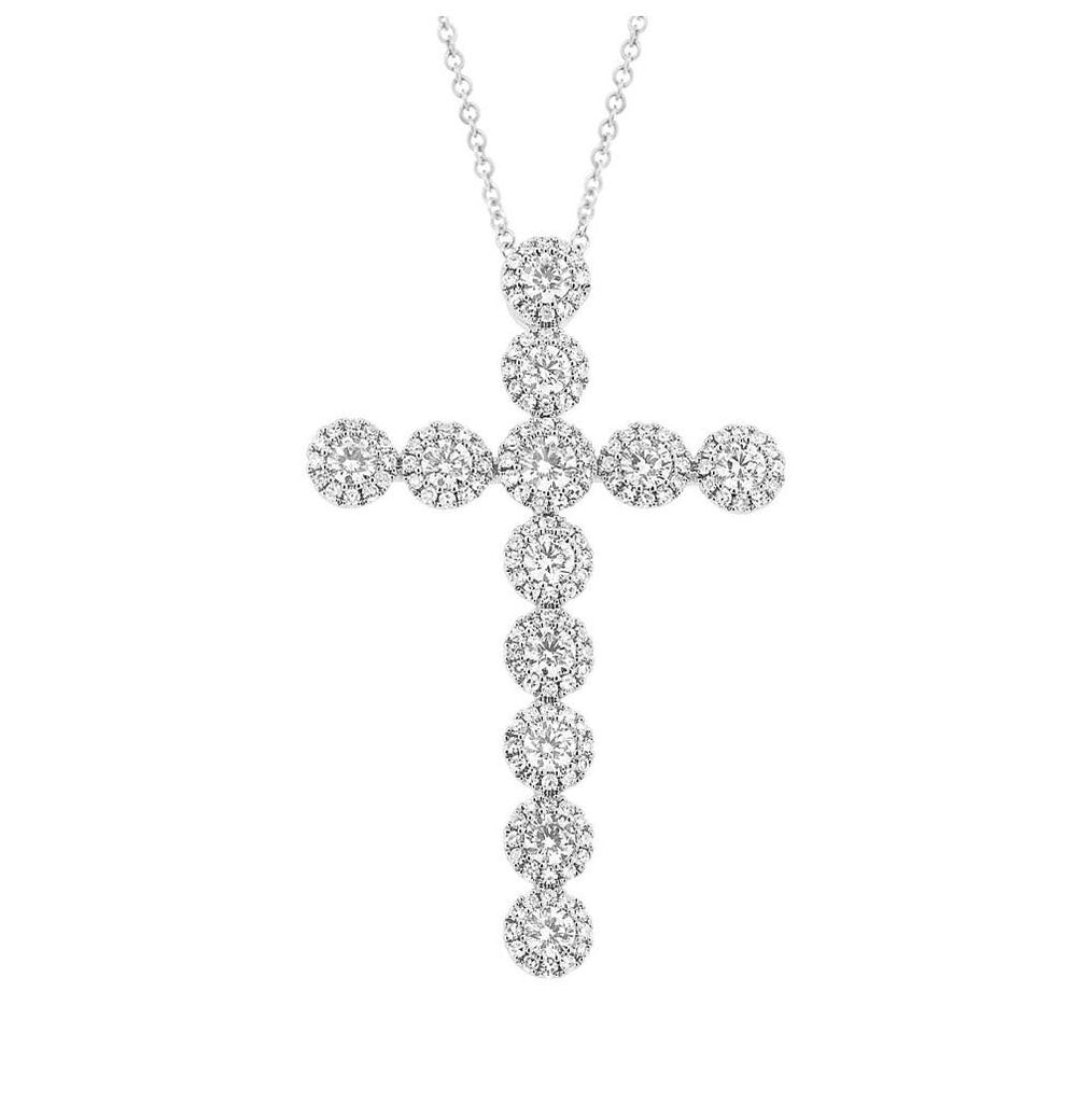 1.36 Ctw 14k White Gold Diamond Cross Pendant Necklace With 18 Inch Chain