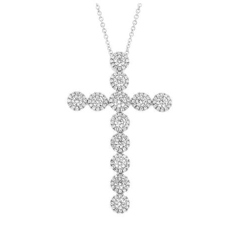 1.36 Ctw 14k White Gold Diamond Cross Pendant Necklace With 18 Inch Chain