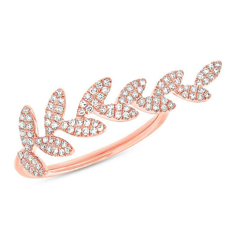 0.31 Ctw 14k Rose Gold Diamond Leaf Womens Ring