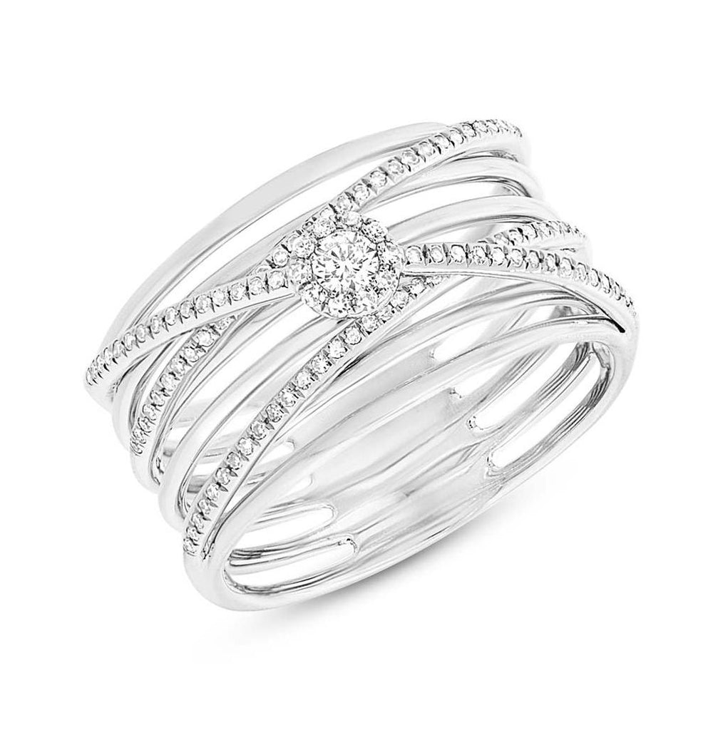 0.27 Ctw 14k White Gold Diamond Bridge Womens Ring