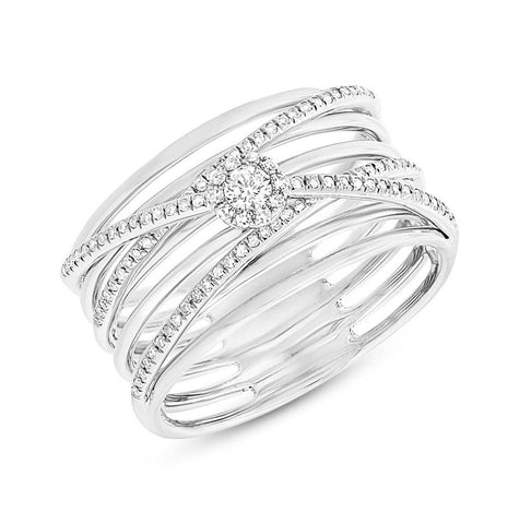 0.27 Ctw 14k White Gold Diamond Bridge Womens Ring