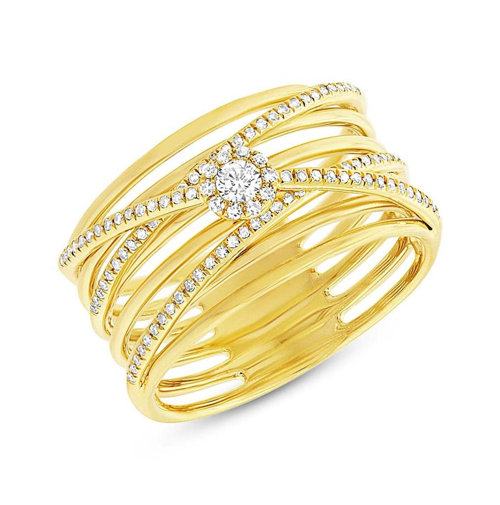 0.27 Ctw 14k Yellow Gold Diamond Bridge Womens Ring