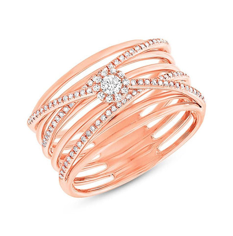 0.27 Ctw 14k Rose Gold Diamond Bridge Womens Ring
