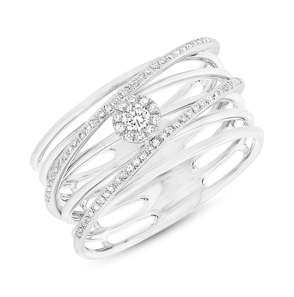 0.21 Ctw 14k White Gold Diamond Bridge Womens Ring