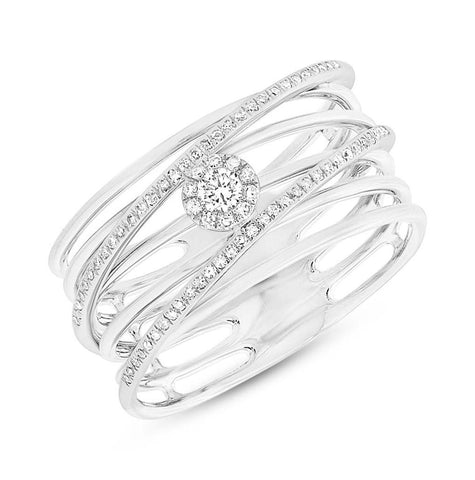 0.21 Ctw 14k White Gold Diamond Bridge Womens Ring