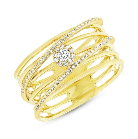 0.21 Ctw 14k Yellow Gold Diamond Bridge Womens Ring