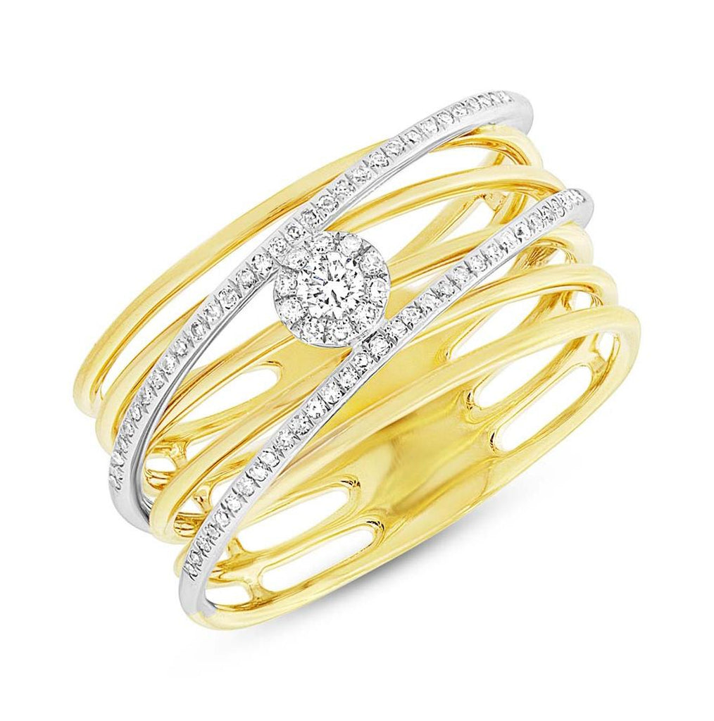 0.21 Ctw 14k Two-tone Gold Diamond Bridge Womens Ring