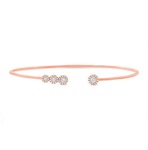 0.31 Ctw 14k Rose Gold Diamond Bangle Bracelet