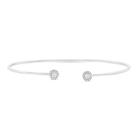 0.23 Ctw 14k White Gold Diamond Bangle Bracelet