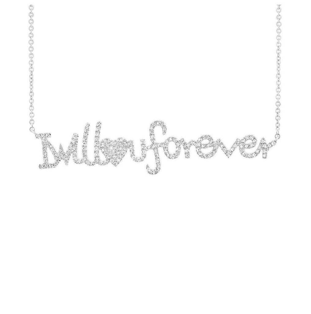 0.46 Ctw 14k White Gold "i Will Love U Forever" Diamond Necklace