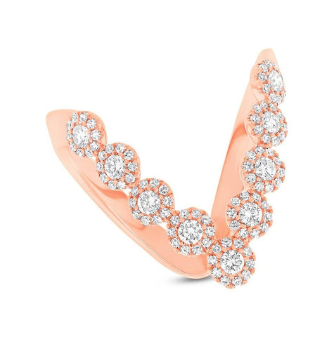 0.58 Ctw 14k Rose Gold Diamond "v" Womens Ring