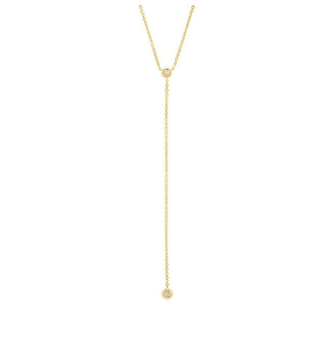 0.06 Ctw 14k Yellow Gold Diamond Lariat Necklace