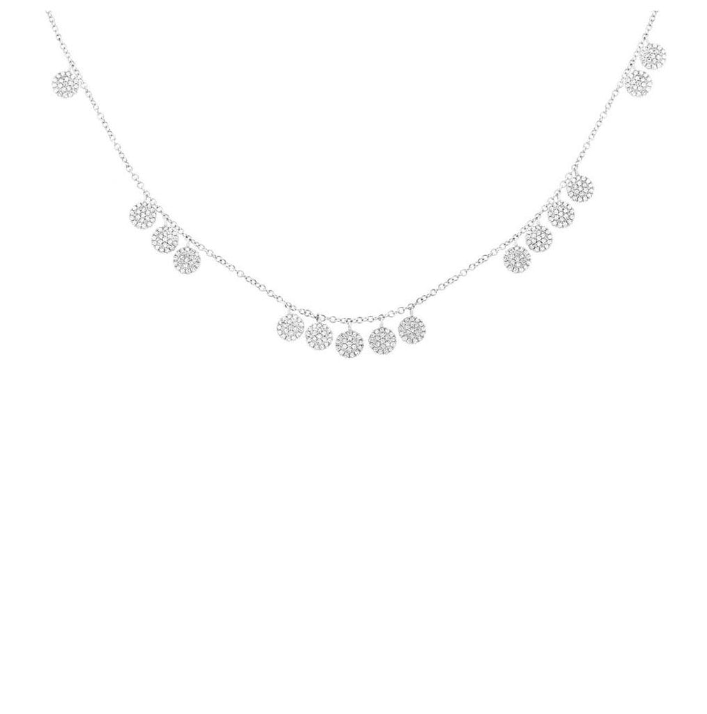 0.58 Ctw 14k White Gold Diamond Pave Circle Necklace