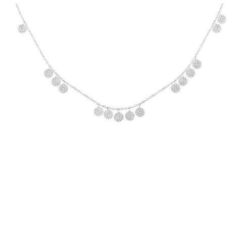 0.58 Ctw 14k White Gold Diamond Pave Circle Necklace