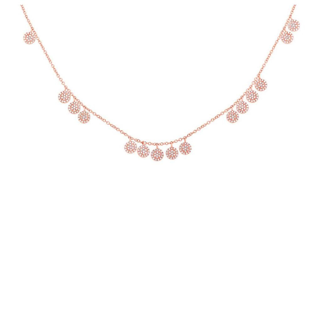 0.58 Ctw 14k Rose Gold Diamond Pave Circle Necklace