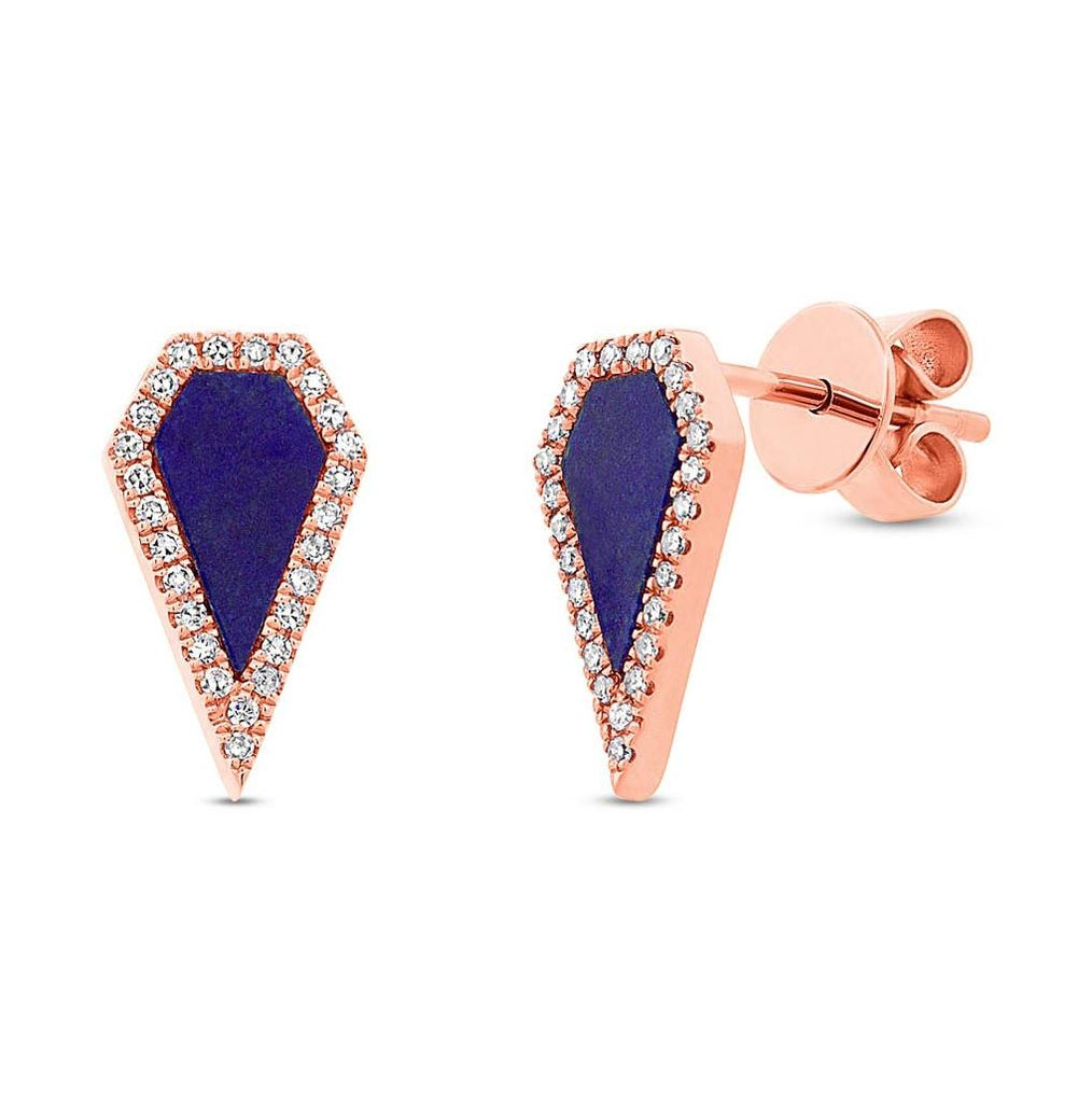 0.12 Ctw Diamond And 0.63 Ctw Lapis 14k Rose Gold Earring