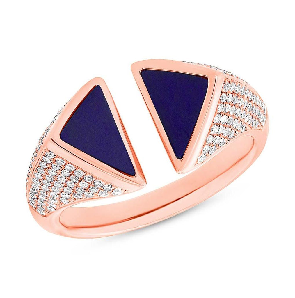 0.42 Ctw Diamond And 0.86 Ctw Lapis 14k Rose Gold Womens Ring