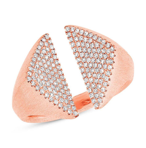 0.38 Ctw 14k Rose Gold Diamond Pave Womens Ring