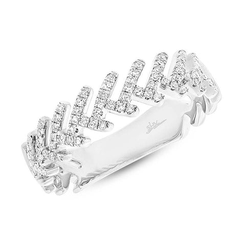 0.20 Ctw 14k White Gold Diamond Leaf Ring